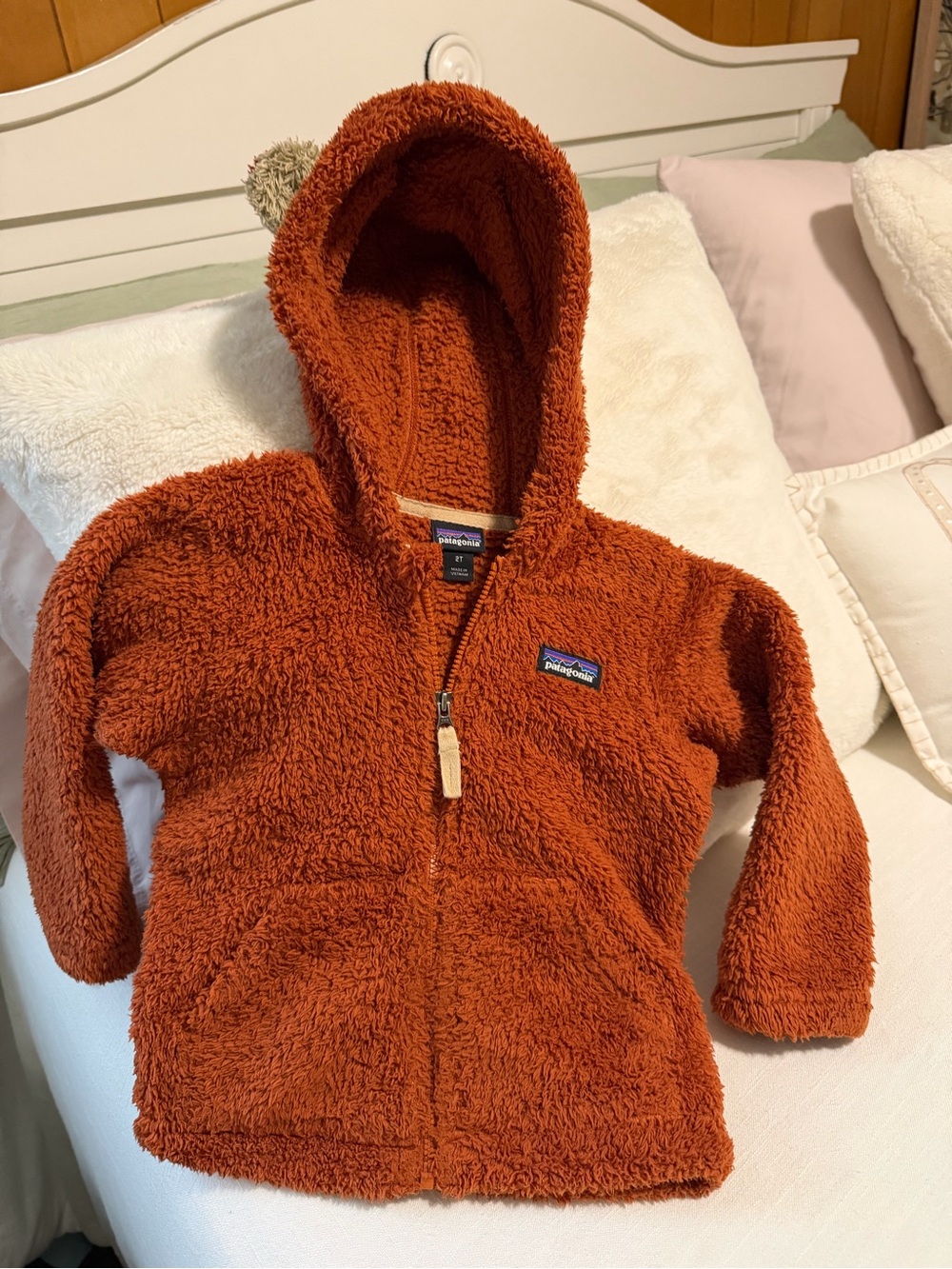 Patagonia Baby Furry Friends Hoody in Sandhill Rust color 🍄🍀❤️ 2 T